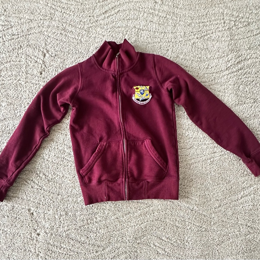 Kids Maroon Zip-Up Jacket - Mccarthy : Cardinal Ambrozic School Sweater